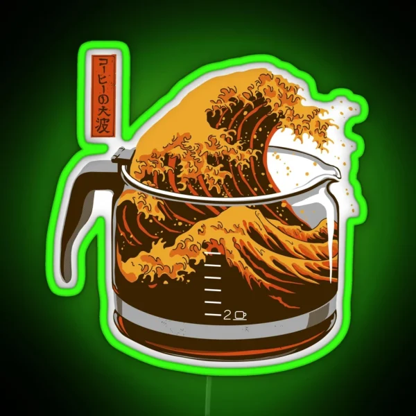 The Great Wave Of Caffeine RGB Neon Sign