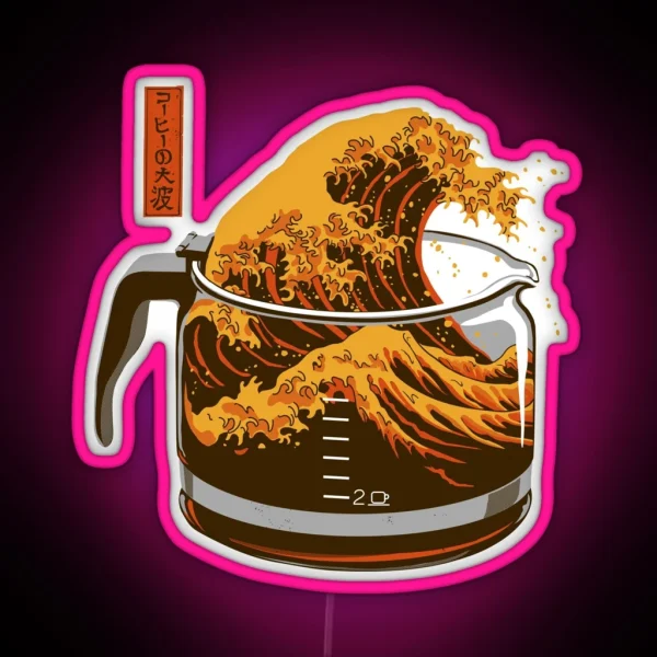 The Great Wave Of Caffeine RGB Neon Sign