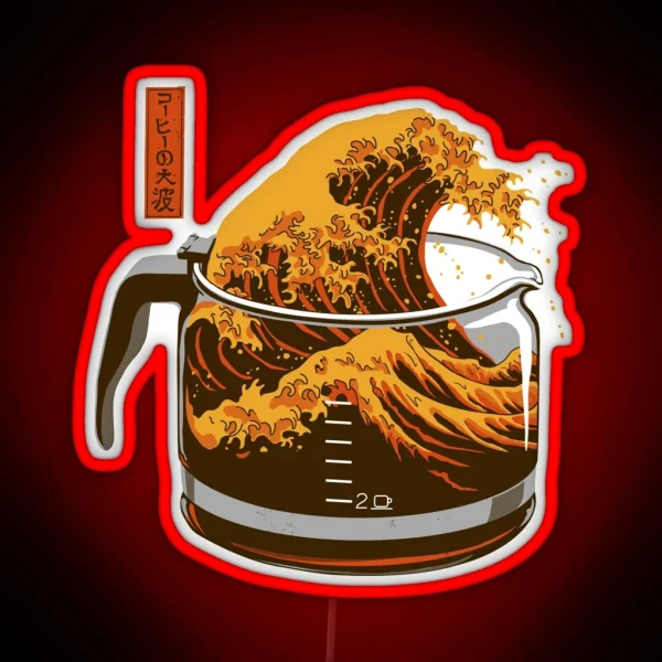 The Great Wave Of Caffeine RGB Neon Sign