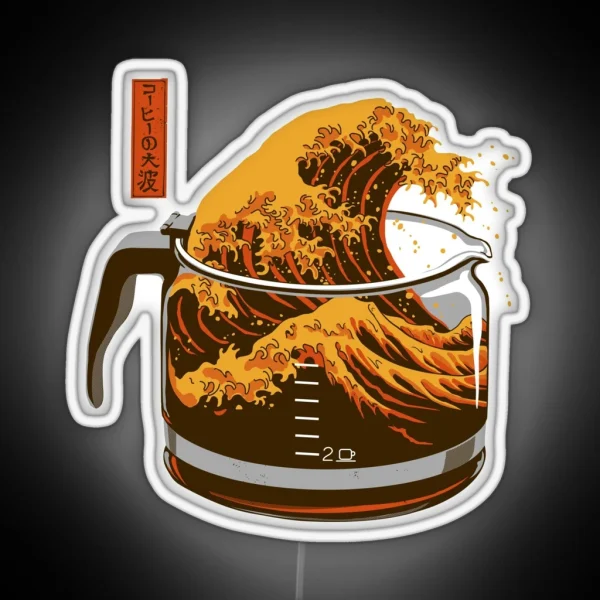 The Great Wave Of Caffeine RGB Neon Sign