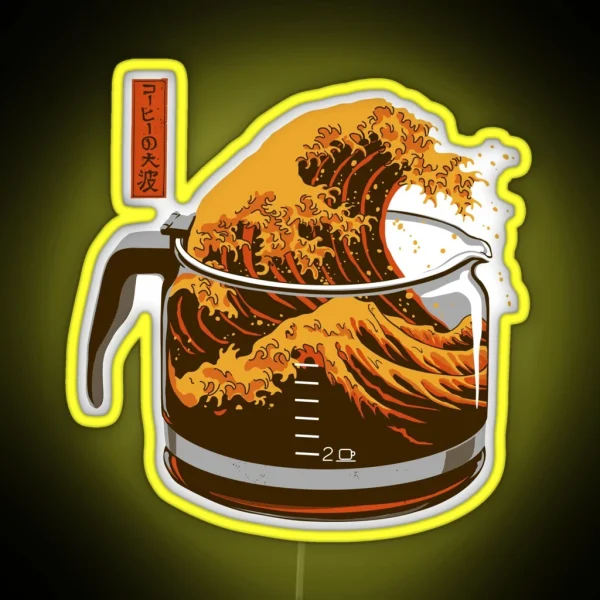 The Great Wave Of Caffeine RGB Neon Sign
