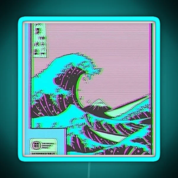 The Great Wave Off Vaporwave Kanagawa RGB Neon Sign