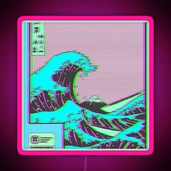 The Great Wave Off Vaporwave Kanagawa RGB Neon Sign