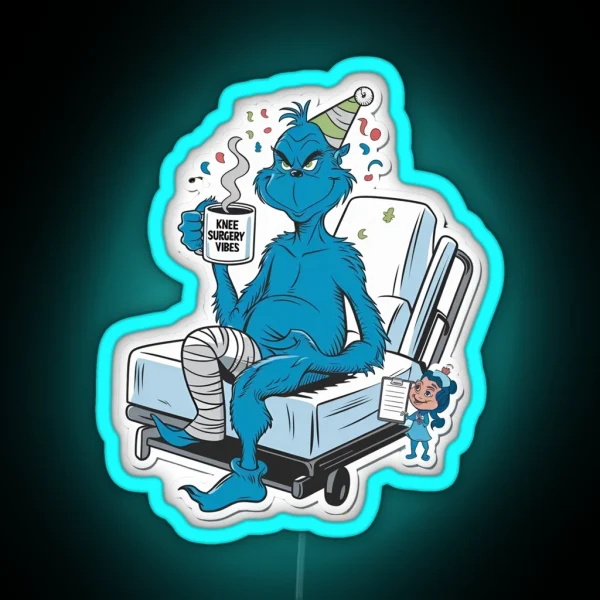 The Grinch And Knee Surgery Meme Led RGB Neon Sign
