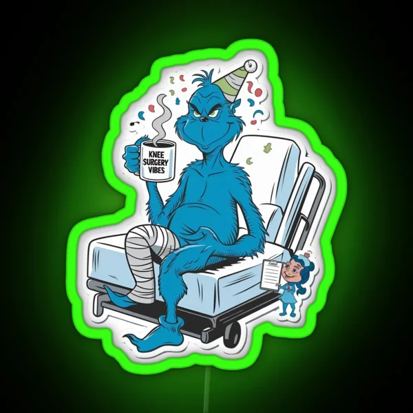 The Grinch And Knee Surgery Meme Led RGB Neon Sign