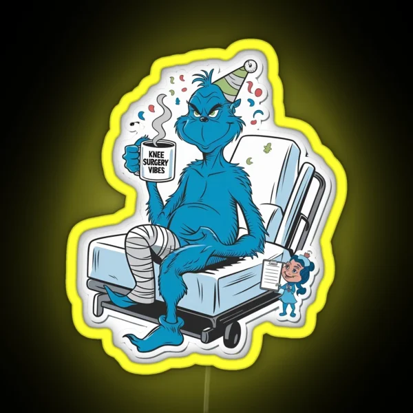 The Grinch And Knee Surgery Meme Led RGB Neon Sign