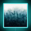 Misty wilderness forest fall vibes with vibrant RGB neon glow