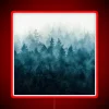 Mysterious alluring wilderness retreat in autumnal misty fall forest ambiance