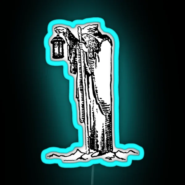 The Hermit Line Drawing Tarot RGB Neon Sign