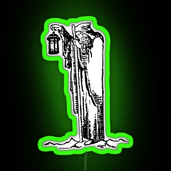 The Hermit Line Drawing Tarot RGB Neon Sign
