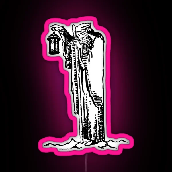 The Hermit Line Drawing Tarot RGB Neon Sign
