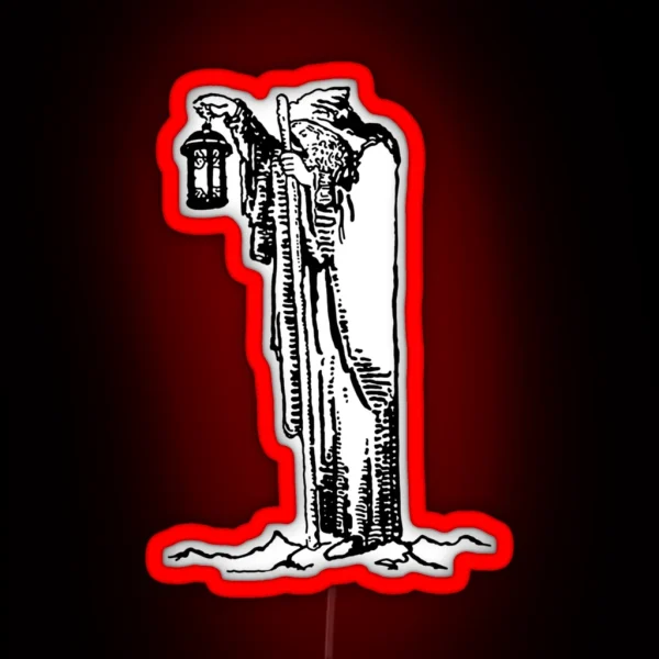 The Hermit Line Drawing Tarot RGB Neon Sign