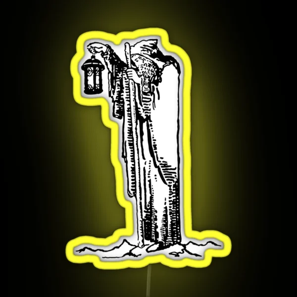 The Hermit Line Drawing Tarot RGB Neon Sign