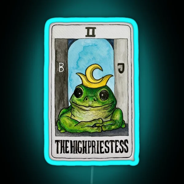 The High Priestess Frog Tarot Colour RGB Neon Sign