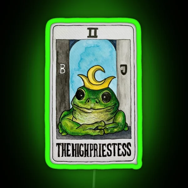 The High Priestess Frog Tarot Colour RGB Neon Sign