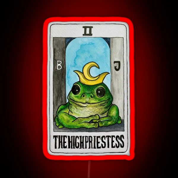 The High Priestess Frog Tarot Colour RGB Neon Sign