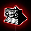 Vintage-inspired KLF Pyramid Blaster logo in radiant RGB neon lighting.