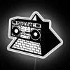 Glowing neon sign featuring iconic art from The KLF's Pyramid