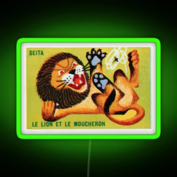 The Lion And The Gnat French Matchbox Label RGB Neon Sign