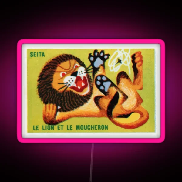 The Lion And The Gnat French Matchbox Label RGB Neon Sign