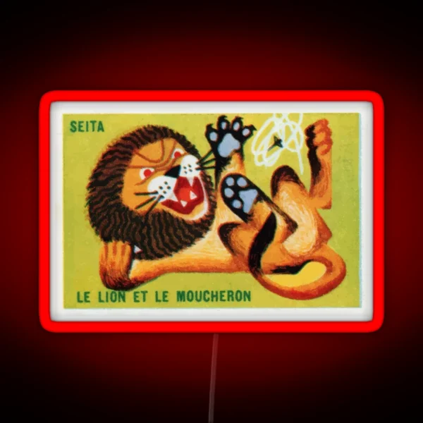 The Lion And The Gnat French Matchbox Label RGB Neon Sign