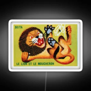 The Lion And The Gnat French Matchbox Label RGB Neon Sign