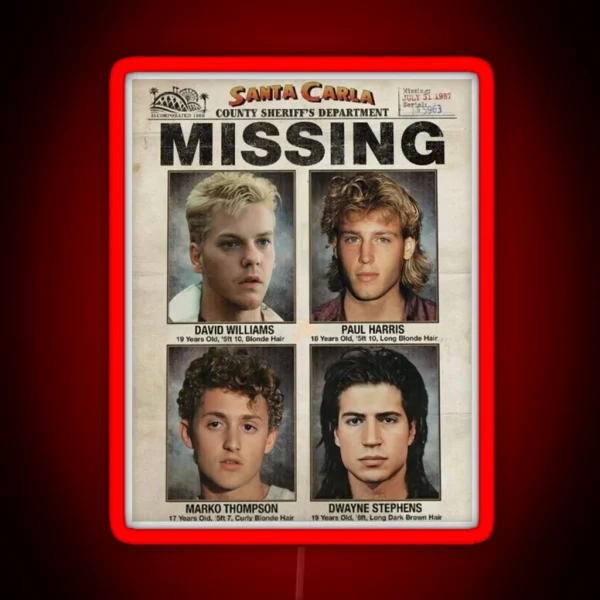 The Lost Boys Missing Flyer RGB Neon Sign