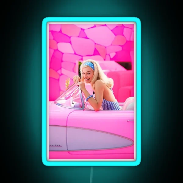 The Lovely Margot Robbie S Barbie RGB Neon Sign