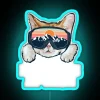 Vibrant feline mountain adventure neon light decor for cat enthusiasts