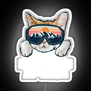 The Meowtains Are Calling For A Cat Lover Snowborder Skier RGB Neon Sign