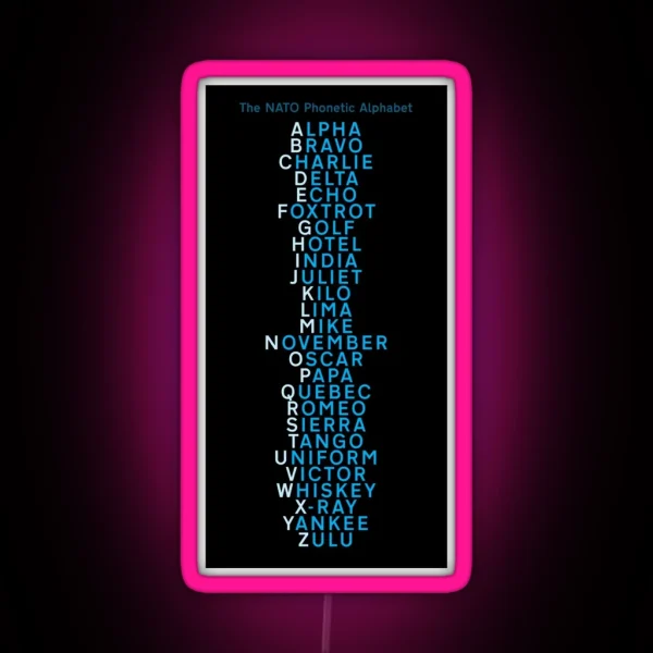 The NATO Phonetic Alphabet RGB Neon Sign