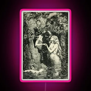 The Nymph Caught The Dryad In Her Arms By H R Millar 1904 Sapphic Vintage Print RGB Neon Sign