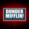 Neon lit office decor inspired by Dunder Mifflin's iconic brand.