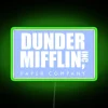 Vibrant Neon Sign Depicting Dunder Mifflin's Iconic Logo Branding