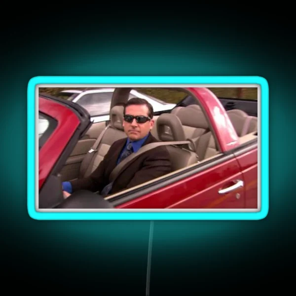 THE OFFICE MEME MICHAEL SCOTT DRIVING HIS CAR RGB Neon Sign