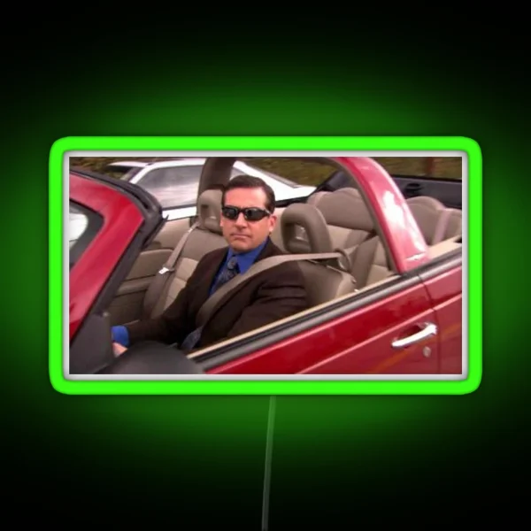 THE OFFICE MEME MICHAEL SCOTT DRIVING HIS CAR RGB Neon Sign