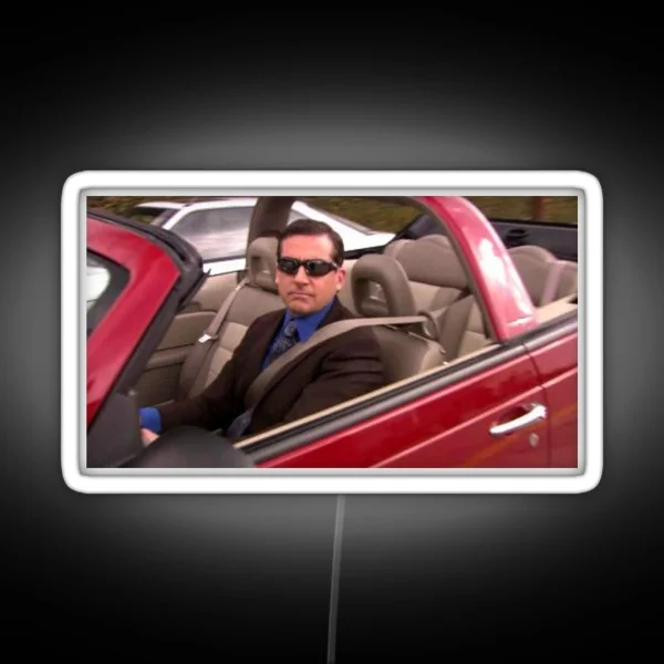 THE OFFICE MEME MICHAEL SCOTT DRIVING HIS CAR RGB Neon Sign
