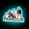 Neon office decor, vibrant parkour-inspired RGB lighting for modern spaces.