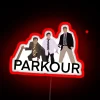 Add vibrant office decor with this parkour-inspired LED light installation.