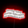 Quirky humor meets modern style with this bright, eye-catching sign