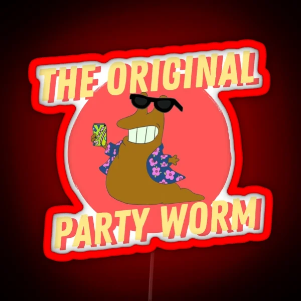 The Original Party Worm 2 RGB Neon Sign