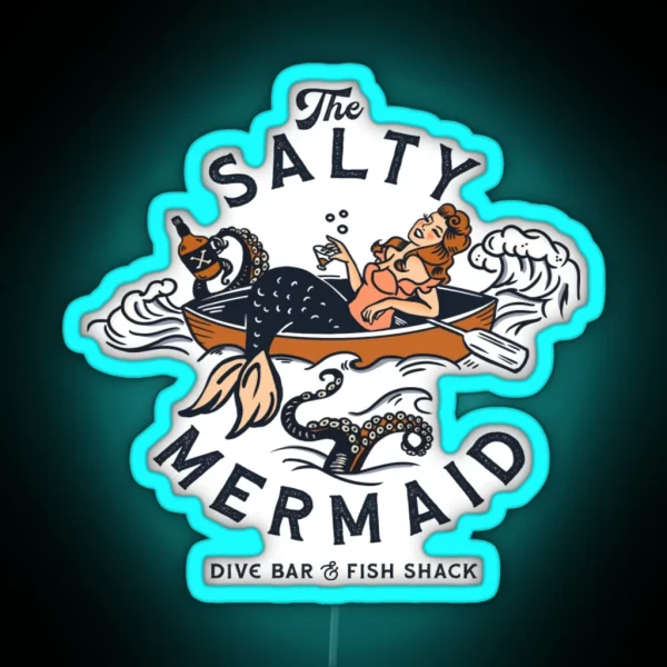 The Salty Mermaid Dive Bar And Fish Shack RGB Neon Sign