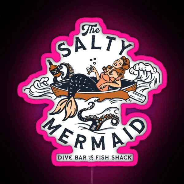 The Salty Mermaid Dive Bar And Fish Shack RGB Neon Sign