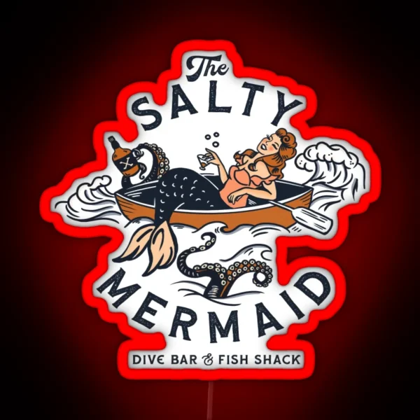 The Salty Mermaid Dive Bar And Fish Shack RGB Neon Sign