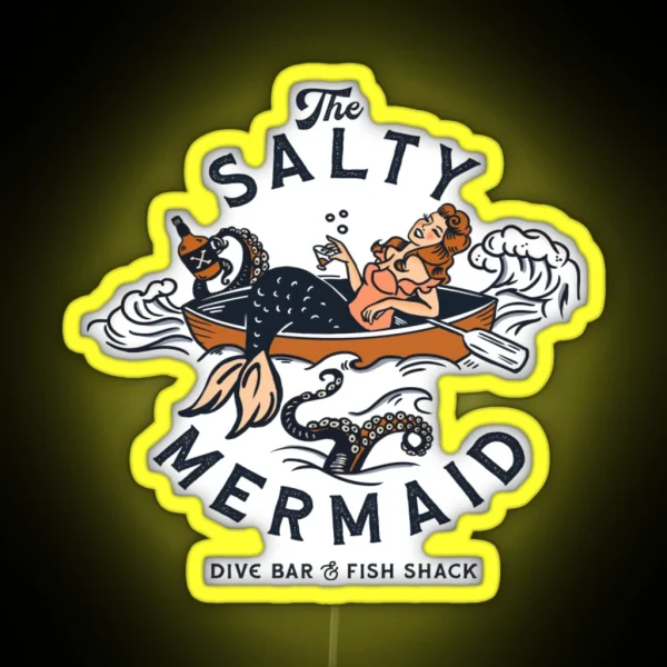 The Salty Mermaid Dive Bar And Fish Shack RGB Neon Sign
