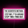 RGB Neon Sign with Scientific Method Steps One and Two Quote