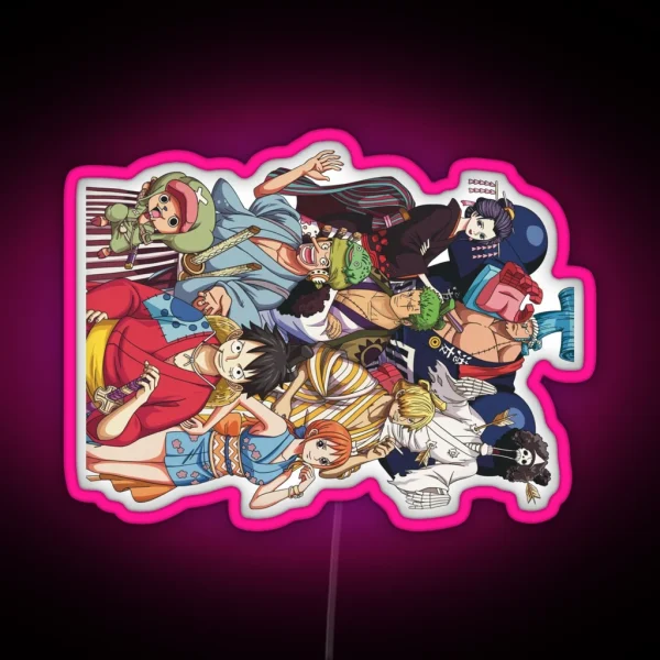 The Straw Hat Crew In Wano Gear Full Size Throw RGB Neon Sign