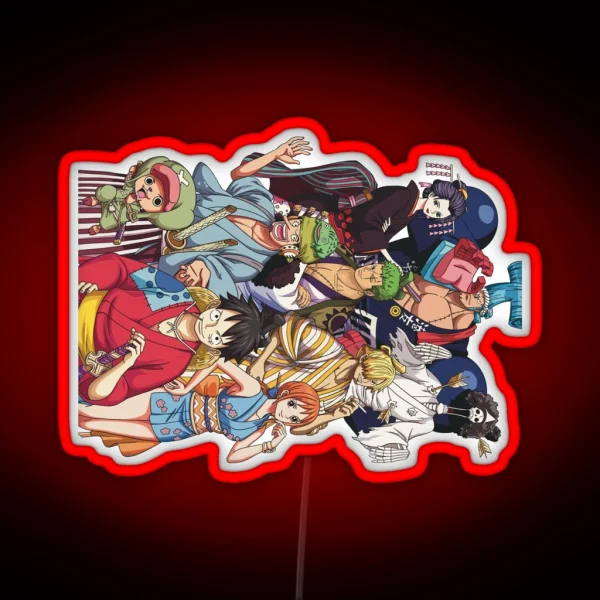 The Straw Hat Crew In Wano Gear Full Size Throw RGB Neon Sign