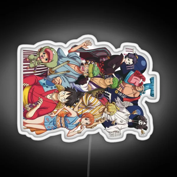 The Straw Hat Crew In Wano Gear Full Size Throw RGB Neon Sign