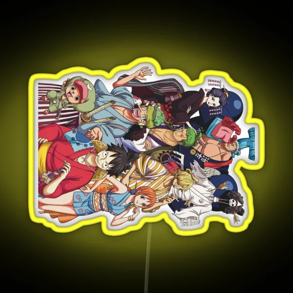 The Straw Hat Crew In Wano Gear Full Size Throw RGB Neon Sign
